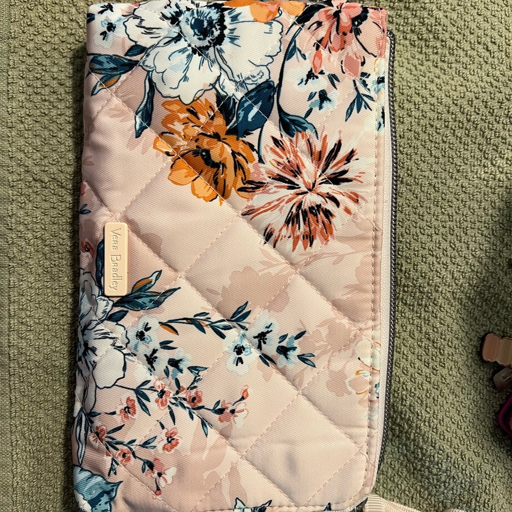 Vera Bradley Pink and Orange Floral Quilted Pouch